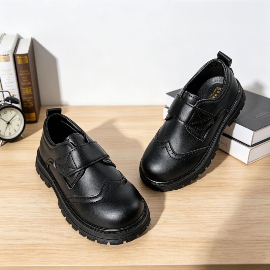 Children's black school shoes for boys for students