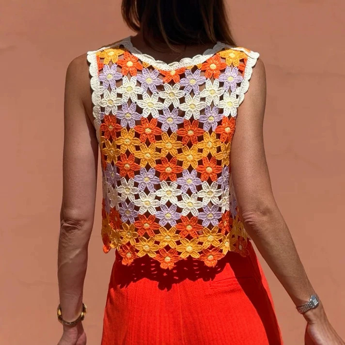 Bohemia Jacquard chaleco de mujer Europa y América ropa de mujer retro verano nuevo chaleco sin mangas camisa corta transpirable