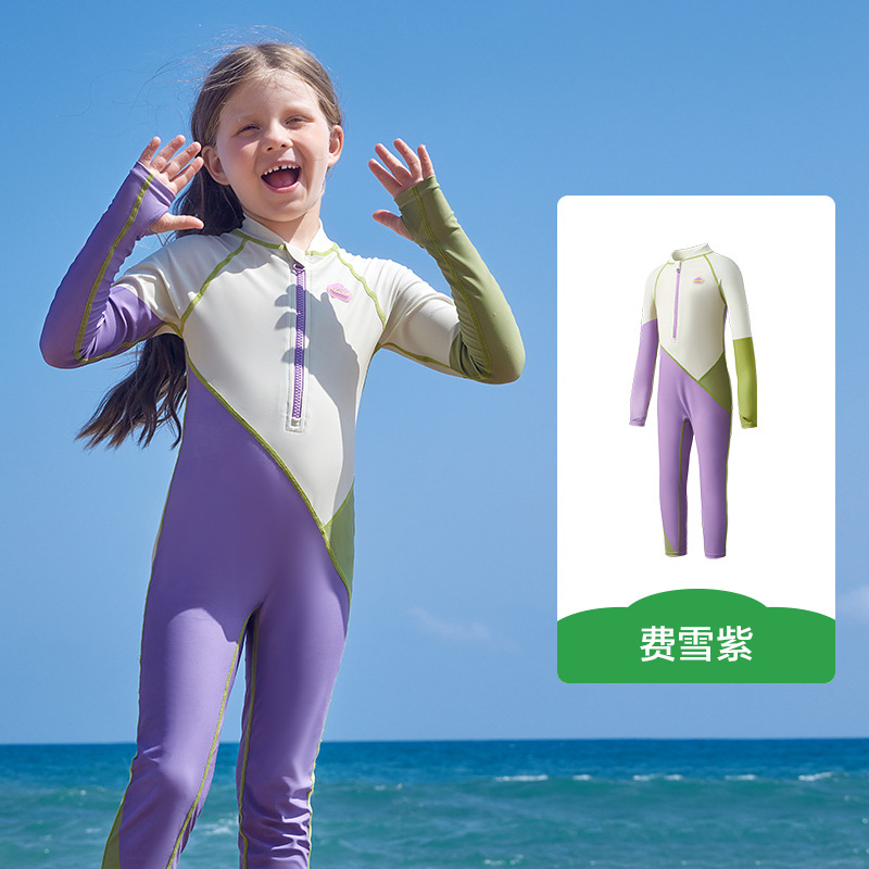 KK árbol traje de baño de una pieza para niños hilo original protector solar antibacteriano y resistente al cloro niña natación de manga larga bebé