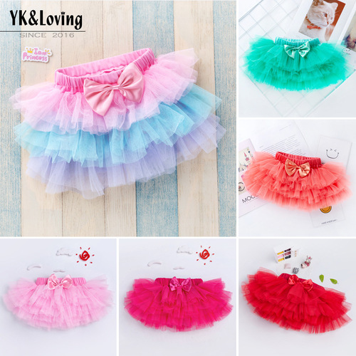 Factory direct sales girls' stylish skirt solid color six-layer mesh princess skirt baby skirt baby tutu skirt