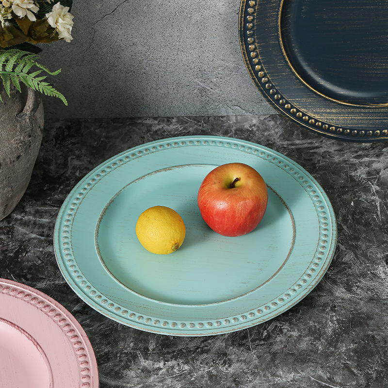 Inventario retro americano transfronterizo para platos de frutas en relieve platos decorativos domésticos fábricas de fuente de hotel de lujo simple