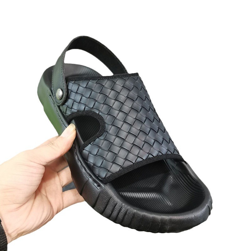 (2개) 2024 새로운 남성용 샌들 고무 폼 경량 두꺼운 단독 투웨어 꼰 스티치 비 슬립 비치 신발