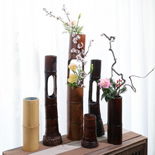 竹筒竹根花篮竹制品手工竹子剑山插花器中华花艺花器茶席家居摆设