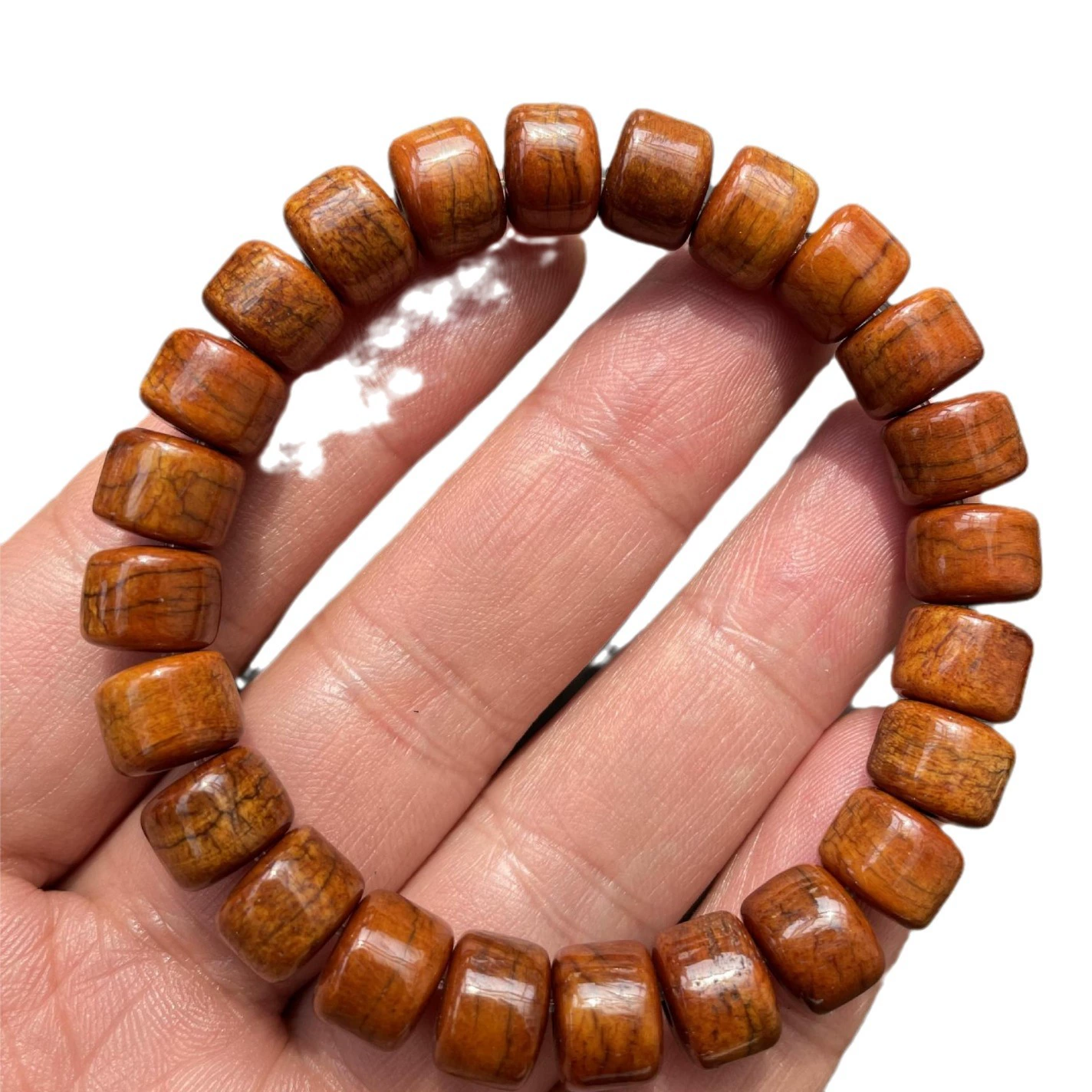 Браслет с какими-то? Walnut rosary bracelet, ethnic style, round polished beads, sizes 7×9–9×12 mm