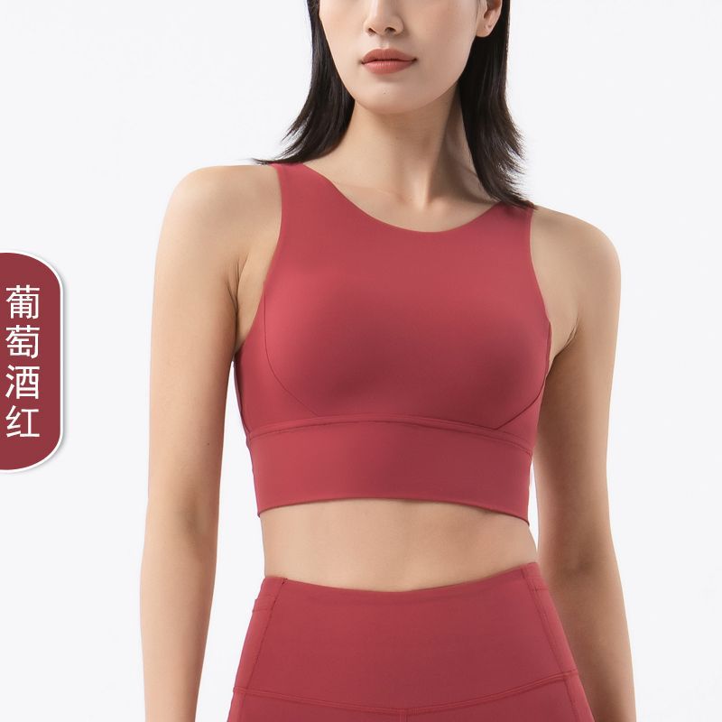 Ropa interior de doble cara con tacto suave, tejido cepillado, sujetador deportivo de cuello redondo, espalda con aberturas, dobladillo ensanchado, estilo camiseta sin mangas, para deportes de alta intensidad.