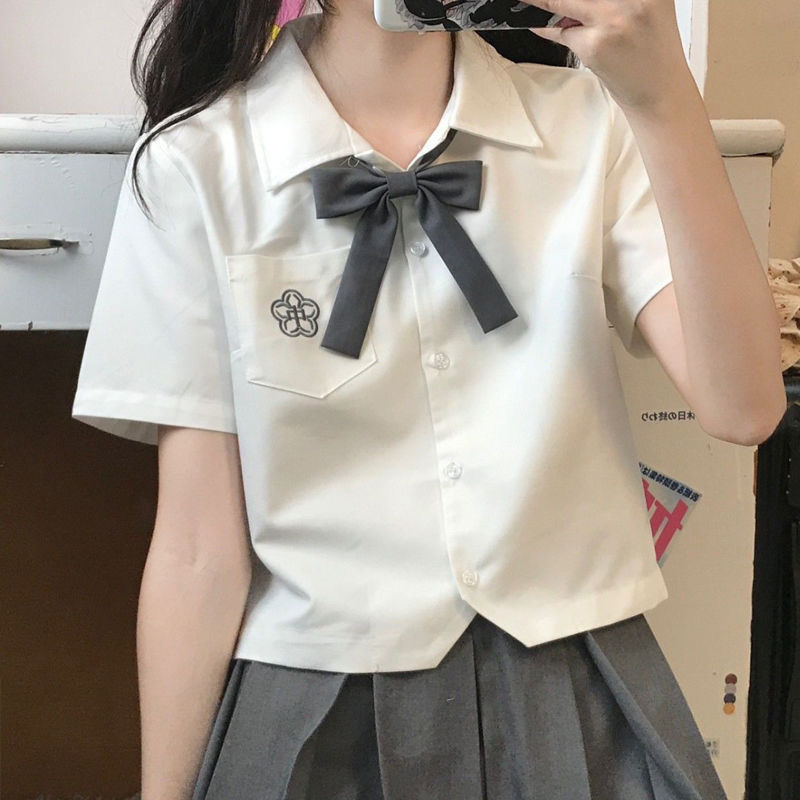 Jk Uniform Short-Sleeved Shirt Women's Japanese Style Summer Versatile Outer Wear Preppy Style Girl Short Top Pleated Skirt Suit