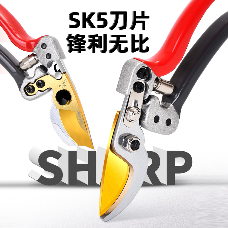 厂家批发SK5钢园林省力修枝剪 果枝果树盆景园艺粗枝剪 家用摘果