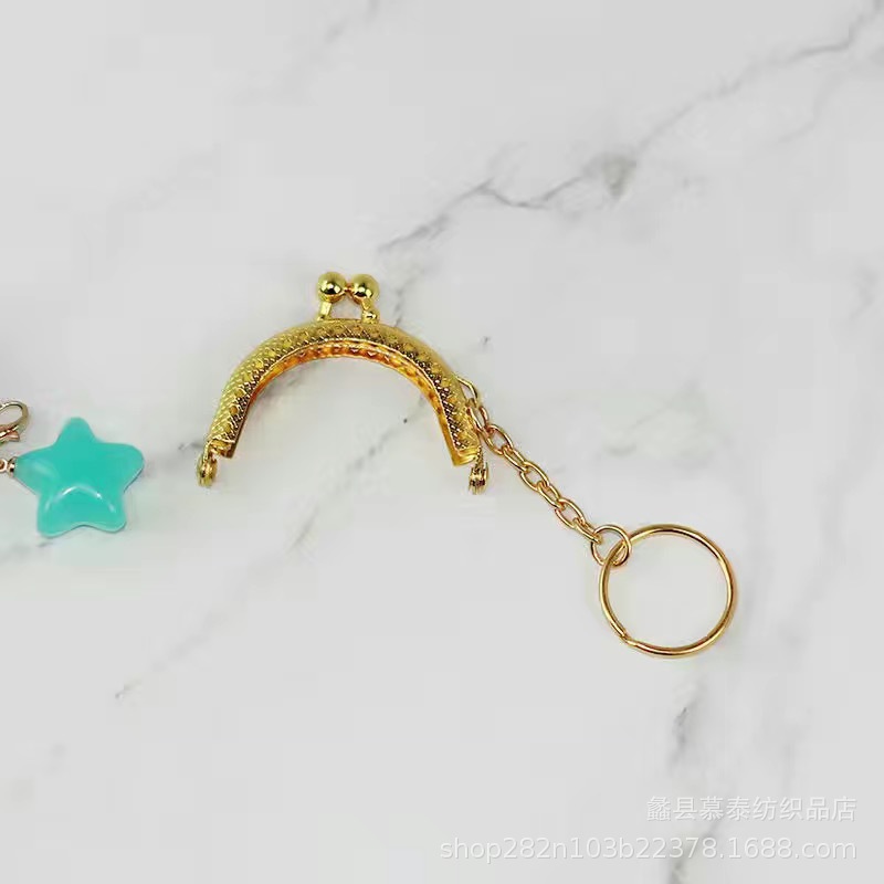 Llavero Metálico Semicircular de 5cm al por Mayor con 14/20 Agujeros, Accesorios para Monederos Hechos a Mano con Fieltro de Lana, Diseño a Cuadros.