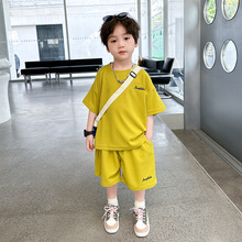男童夏季的童装套装儿童韩版洋气男孩短袖夏装宽松男宝宝两件套潮