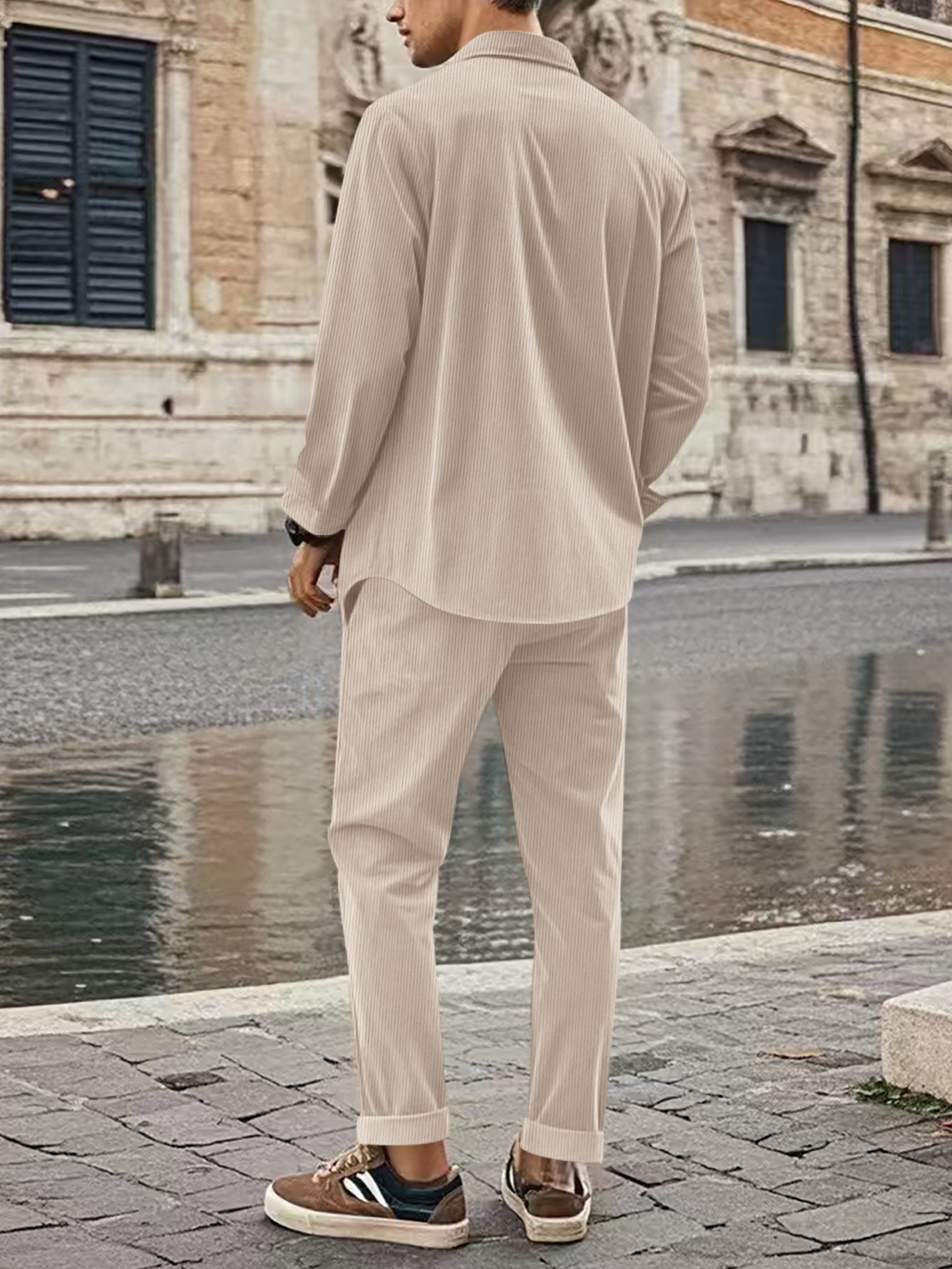 Herren Freizeit Set Aus Hemd Und Hose Aus Baumwolle Für Alltag_voghion.com