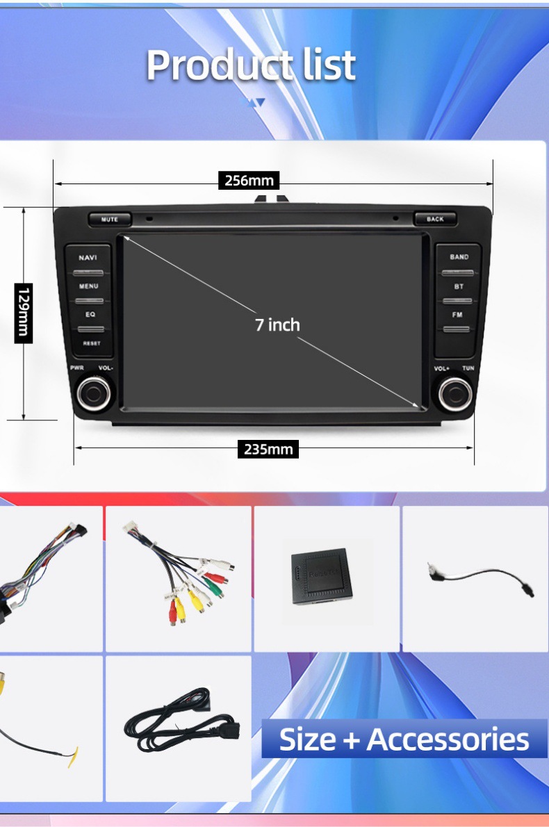 7inch Volkswagen Suitable for Skoda Octavia Mk2 A5 In-Car Central Control Large Screen Navigation Carplay Player