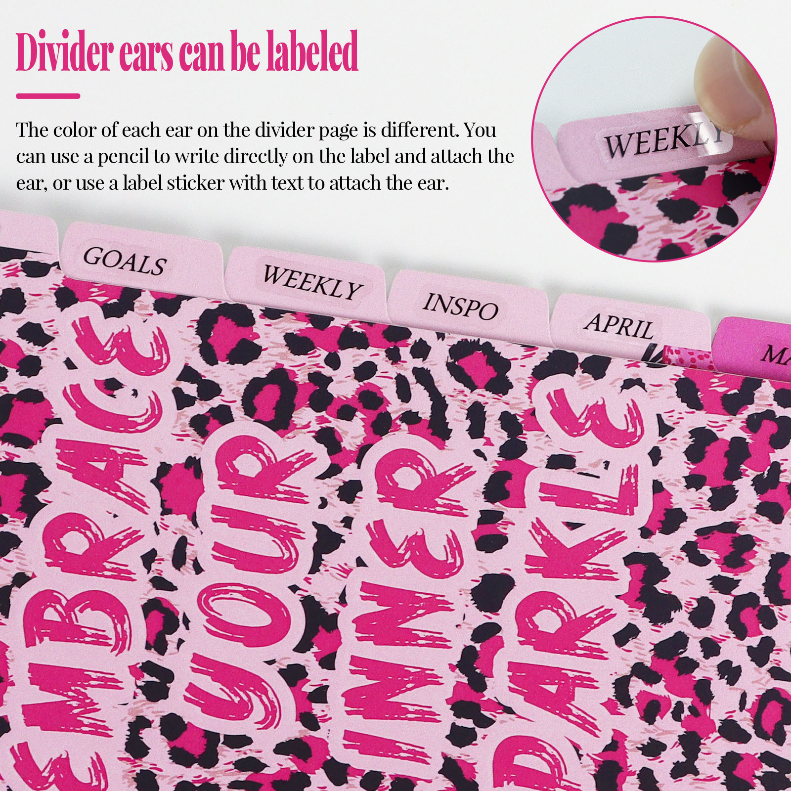 A6 Rosa Leopard Separator Papier Index Seite Klassifizierung Separator Seite Notebook Lose-blatt Buch Partition Zubehör – Detail 3