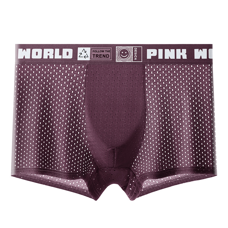 Ropa interior de seda de hielo de los hombres de verano fino Boxer shorts cabeza de malla transpirable deportes jóvenes niños Boxer shorts