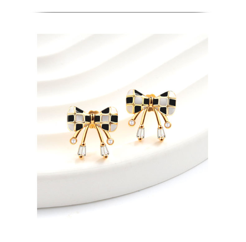 18K Gold Plated Plating Material 1 Pair 18K Gold Plated 925 Sterling Silver 925 Sterling Silver Earrings Bow Knot Ear Studs