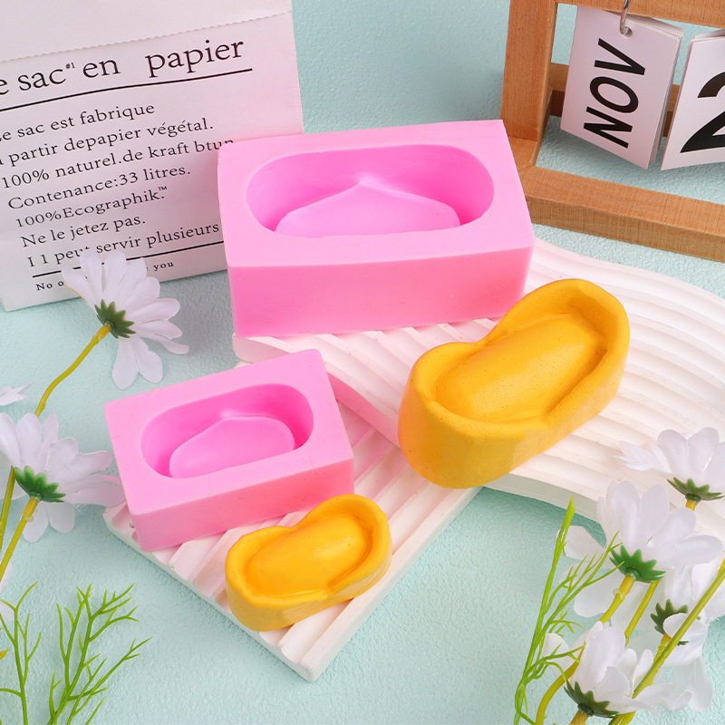 Zhaocai Jinbao oro diez mil dos pasteles de arroz molde de silicona molde de flores molde de masa Yuanbao decoración de pastel de chocolate