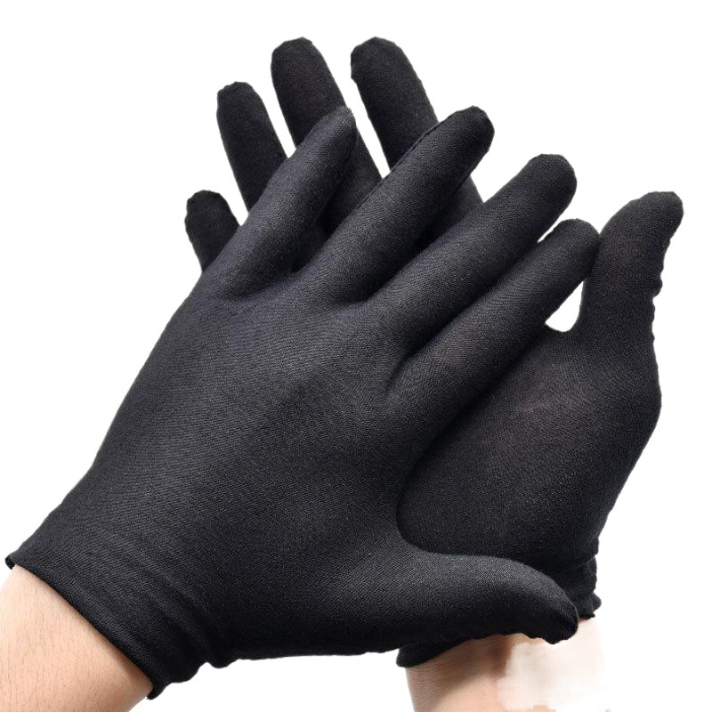 Guantes blancos de algodón puro al por mayor de fábrica, guantes de trabajo gruesos para protección laboral, guantes de trabajo para exportación, guantes de algodón para manualidades y etiqueta.