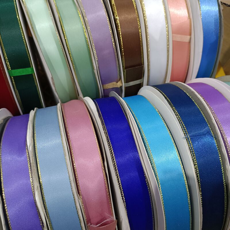 5 Yards 2.2cm Gold Edge Silver Edge Double-Sided Packaging Baking Gift Ribbon Bar Holder DIY Lolita Bow