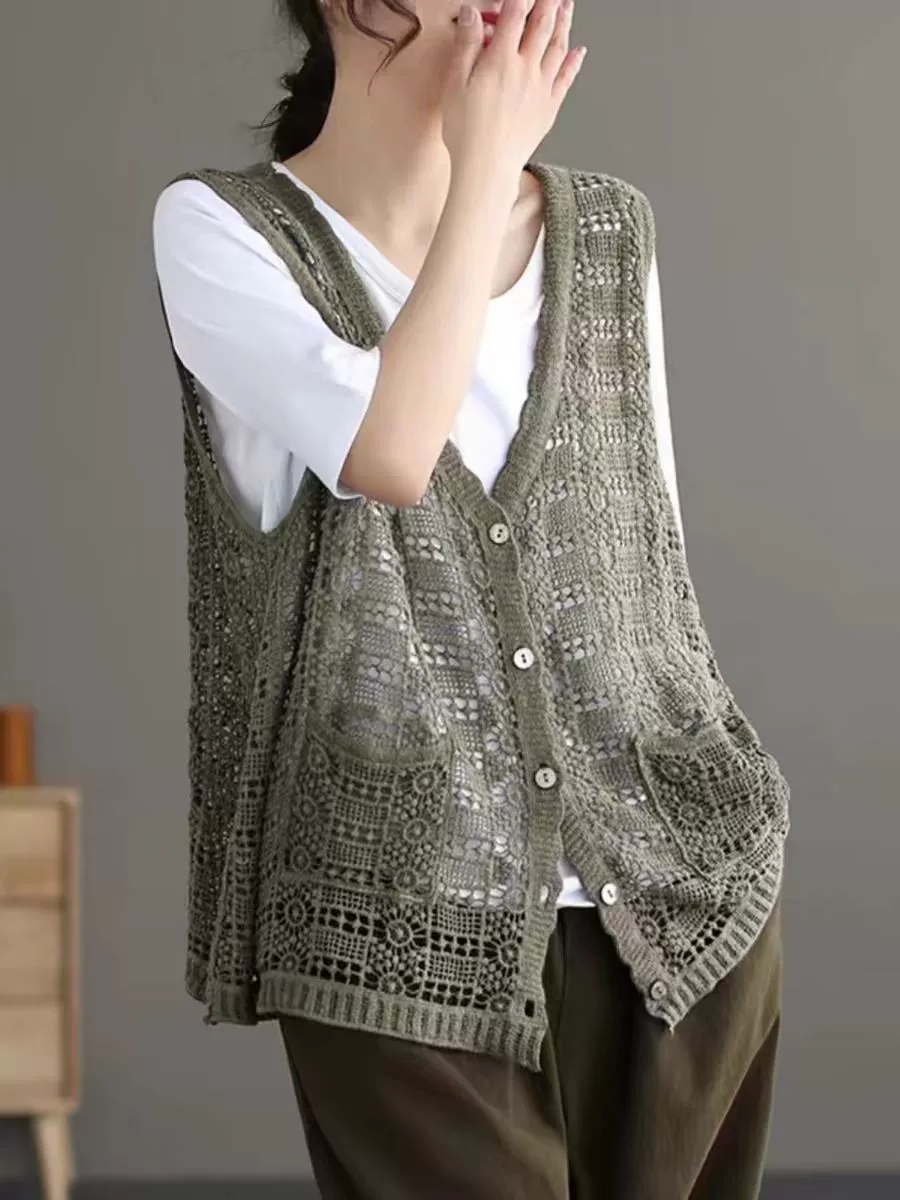 Кардиган, ретро-жилетка для отдыха, oversize