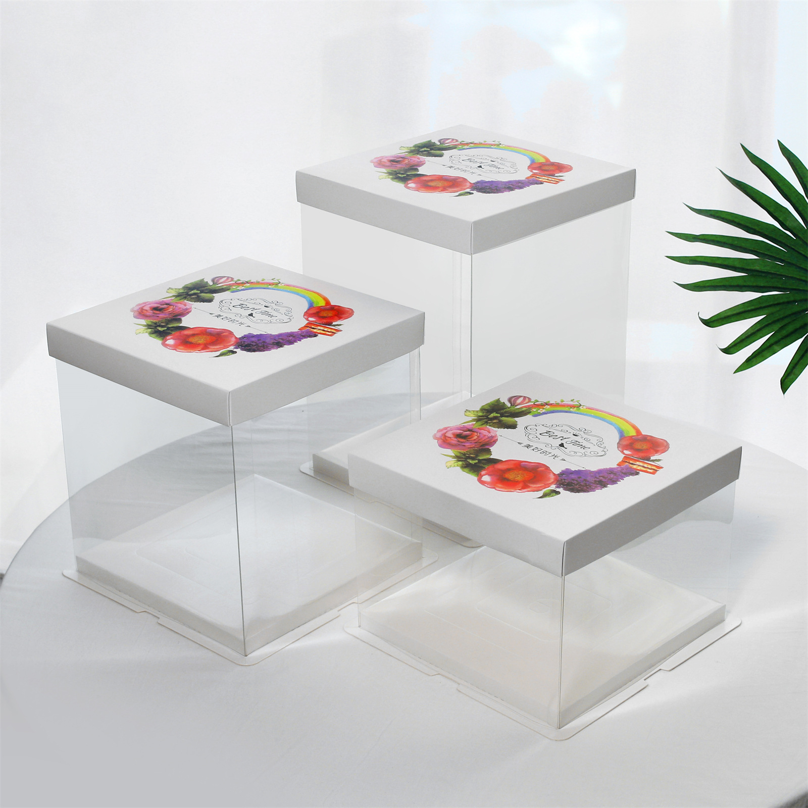 生日透明蛋糕盒批发6寸8寸10寸12寸三合一单层双层加高蛋糕包装盒