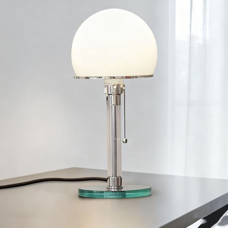 Cross-Border Medieval Bauhaus Table Lamp Danish Designer Atmosphere Decorative Glass Pull Switch Bedroom Bedside Lamp
