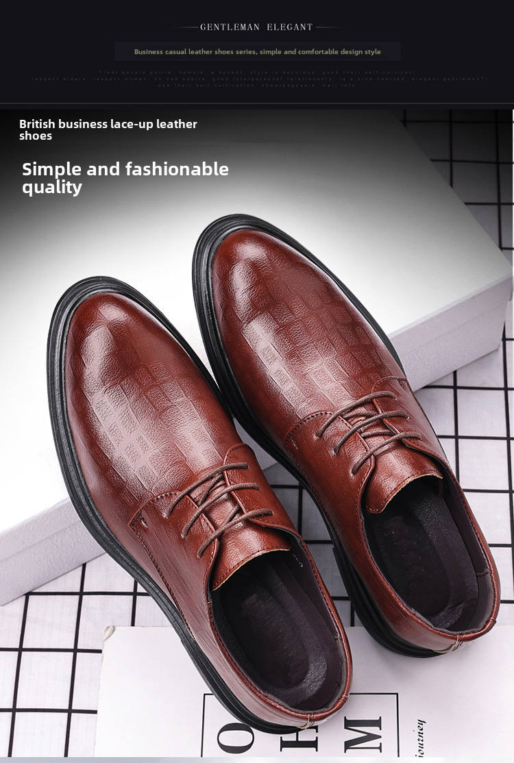 Leather Shoes Men's Business Dress Casual Trendy Shoes Spring British Groom Korean Cross-border Soft-soled Wedding Shoes Breathable_vogvips.com