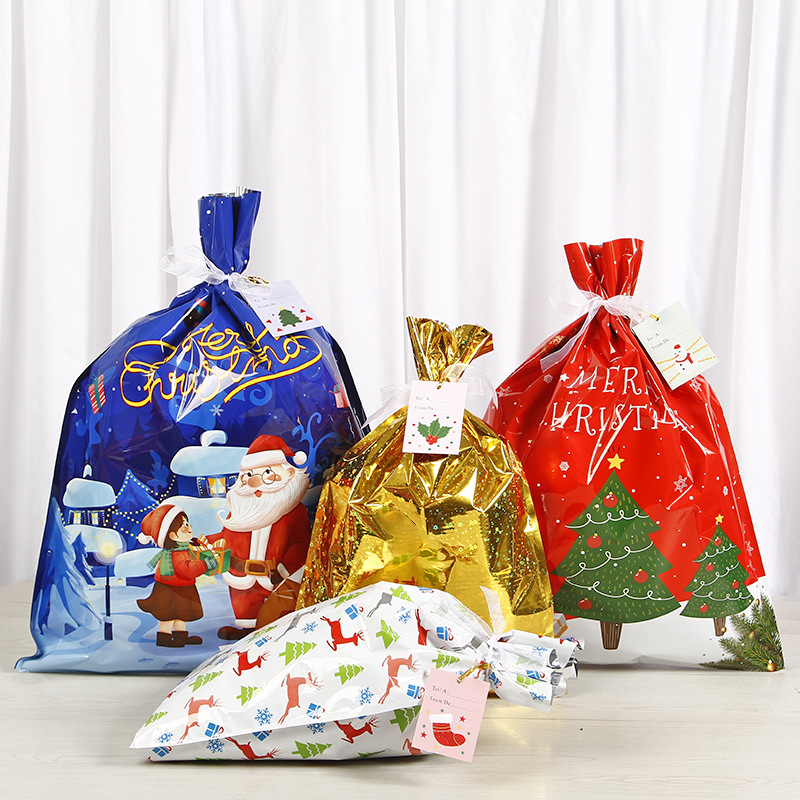 En stock corbata cuerda Navidad caramelo bolsa alce Santa Claus Correa cordón bolsa caramelo bolsa de regalo personalización image 4