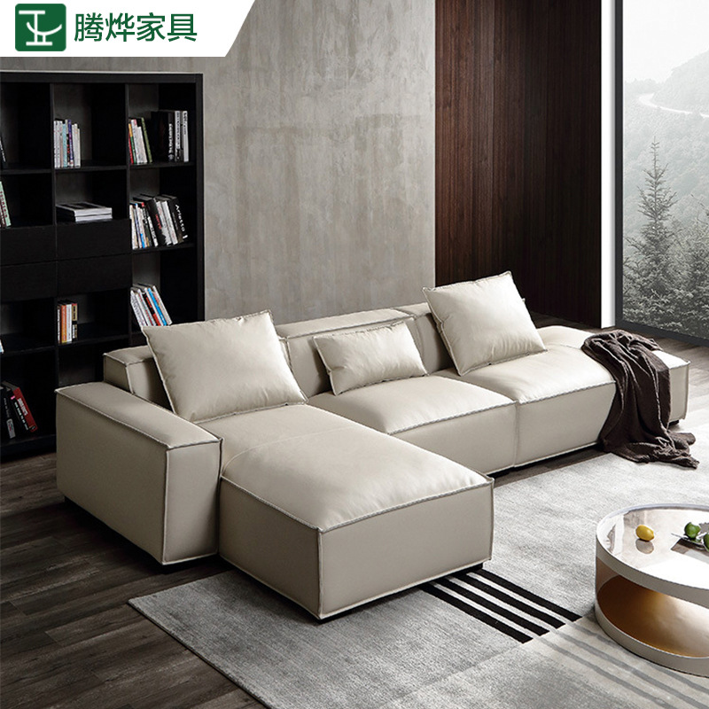Chunks sofa Italian Leather Sofas Straight row Silicone skin Box sofa a living room designer Northern Europe science and technology