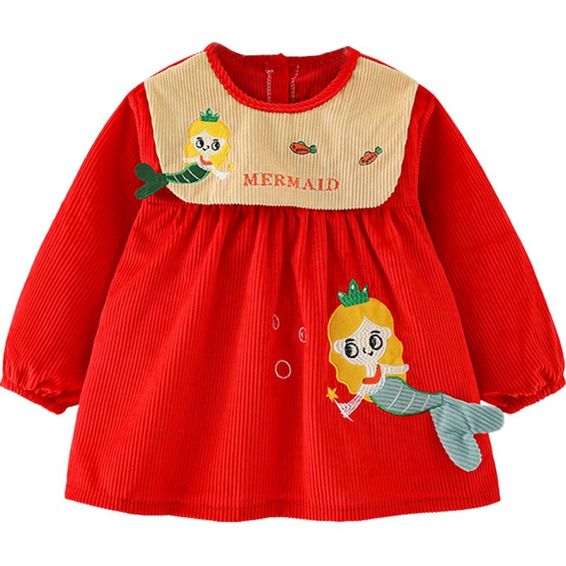 Осенне-зимний комбинезон с юбкой принцессы для маленьких девочек, Детский вельветовый непромокаемый стильный фартук для девочек, детская куртка