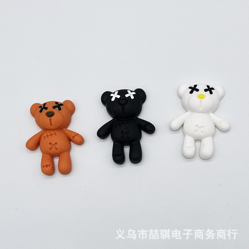 Cute cartoon tie bear resin jewelry accessories DIY mobile phone shell dripper hair jewelry