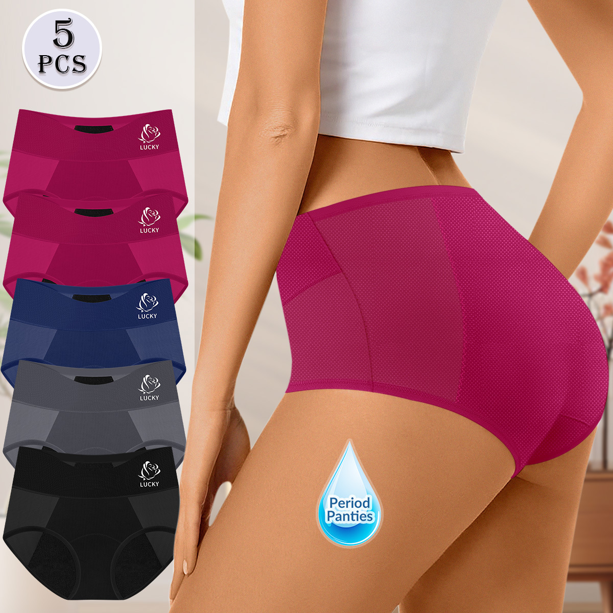 【】高腰Physiologicalunderwear防漏经期卫生裤大码防侧漏纯棉裆