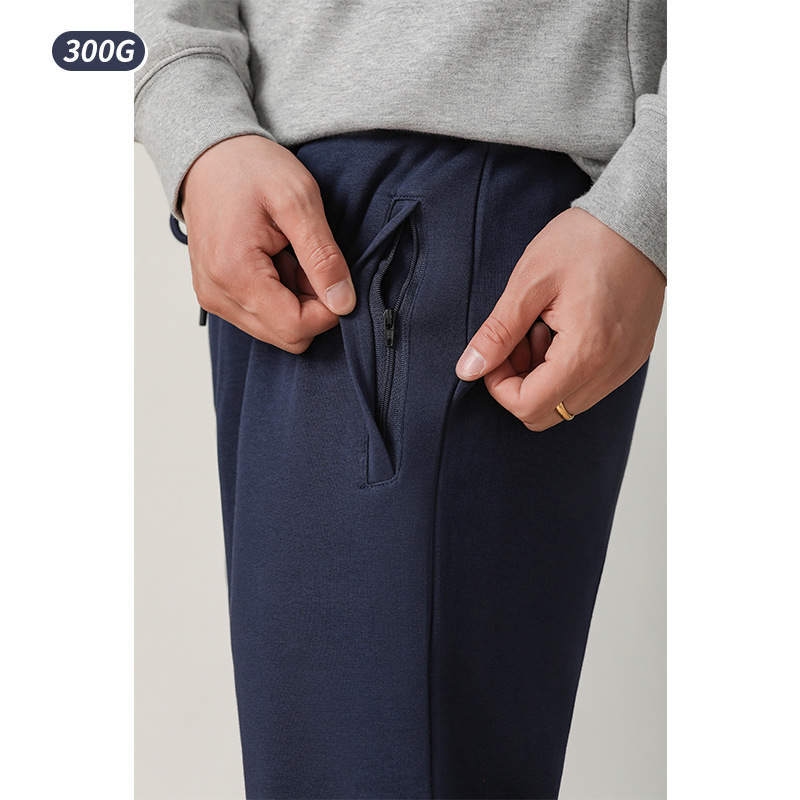 300g tela antibacteriana cremallera casual sweatpants hombres de alta cintura punto pantalones otoño nueva pareja básica