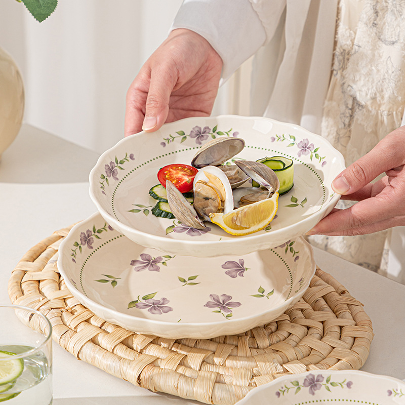 Japón esmalte casero cubiertos de cerámica de color platos platos de fideos platos de sopa de porcelana conjunto de platos de alta calidad