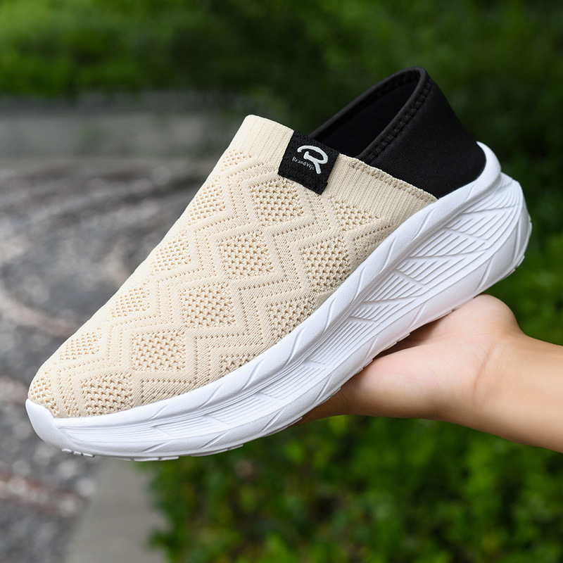 Men's Flyknit Shoes 2026 New Cross-Border Model Four-Season Mesh Sports Sock Shoes Lightweight Soft Sole Large Size Men's Casual Shoes