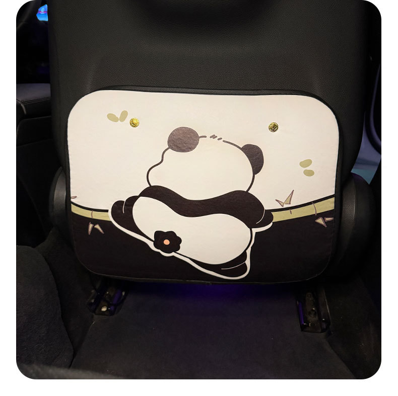Cartoon Cute Red Panda Style Stain-Resistant Car Seat Back Anti-Kick Pad Simple and Comfortable Storage Bag Anti-Kick Pad Anti-Dirty
