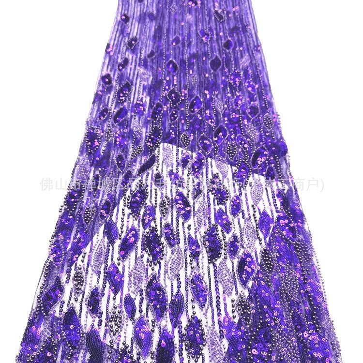 Fábrica directa tridimensional bolsas de perlas tubo bordado tela de alta gama vestido de boda moda cena vestido de tela