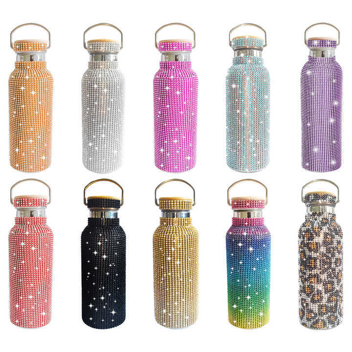 Amazon cross-border diamond-encrusted 17oz double-layer vacuum thermos cup net red diamond-encrusted water cup large capacity car car cup