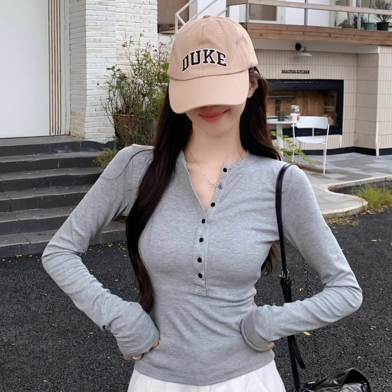 Slim-Fit Stretch Long-Sleeve Regular Shoulder T-Shirt Women's Autumn New Sexy Figure-Flattering Base Shirt Tight Top