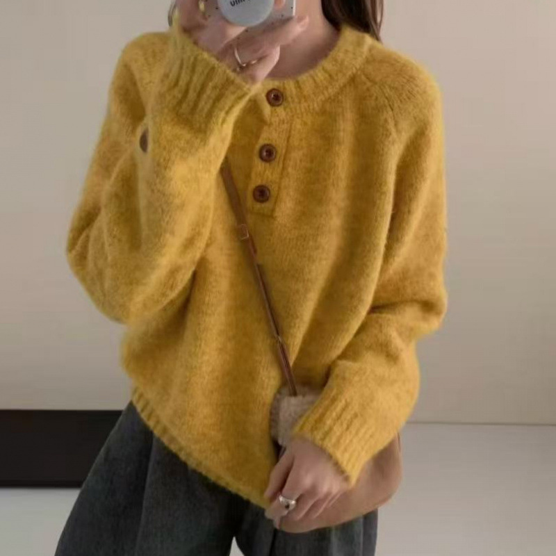 Egg Soft and Cozy Round Neck Sweater for Women, Versatile for Autumn and Winter, Gentle Style, Loose Fit, Lazy Style Knitwear Egg Soft and Cozy Round Neck Sweater for Women, Versatile for Autumn and Winter, Gentle Style, Loose Fit, Lazy Style Knitwear