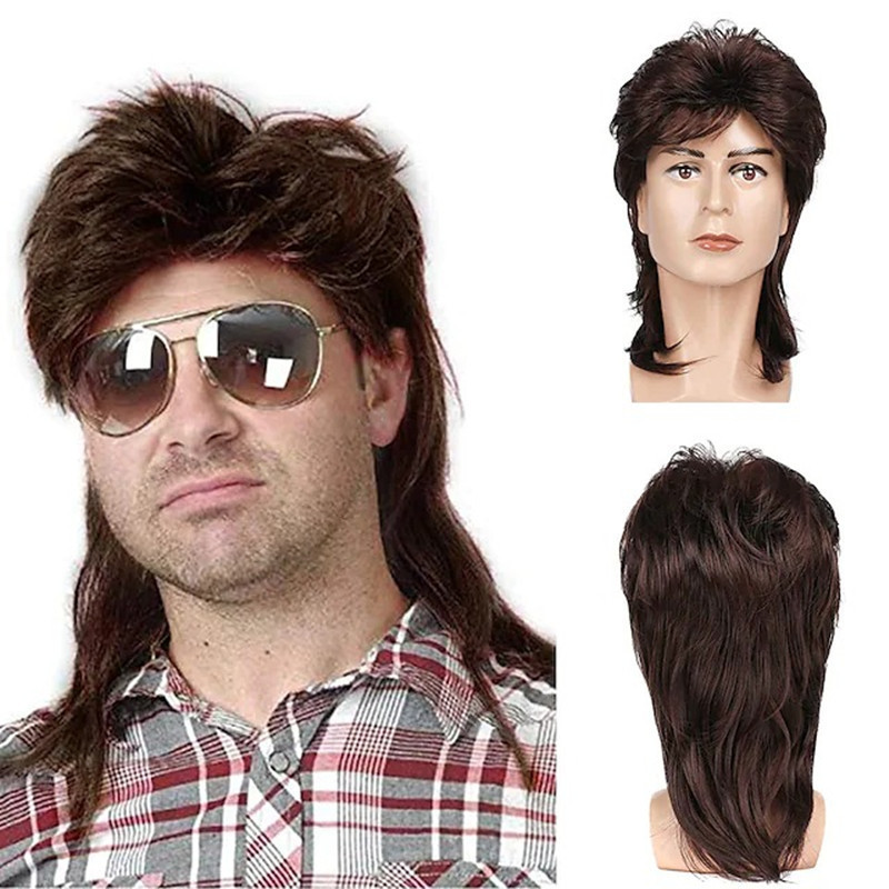 New European and American Men's Hair Long Curly Hair 80S Punk Heavy Metal Wig Wig Halloween Rock Prince Hair