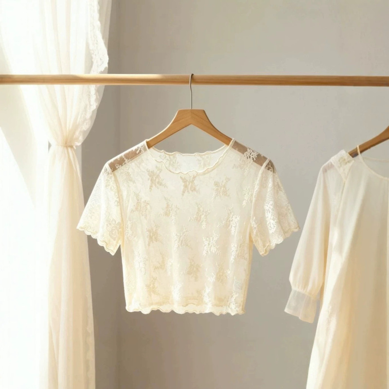 T-shirt worn under a top, lace inner layer, summer top with lace T-shirt worn under a top, lace inner layer, summer top with lace