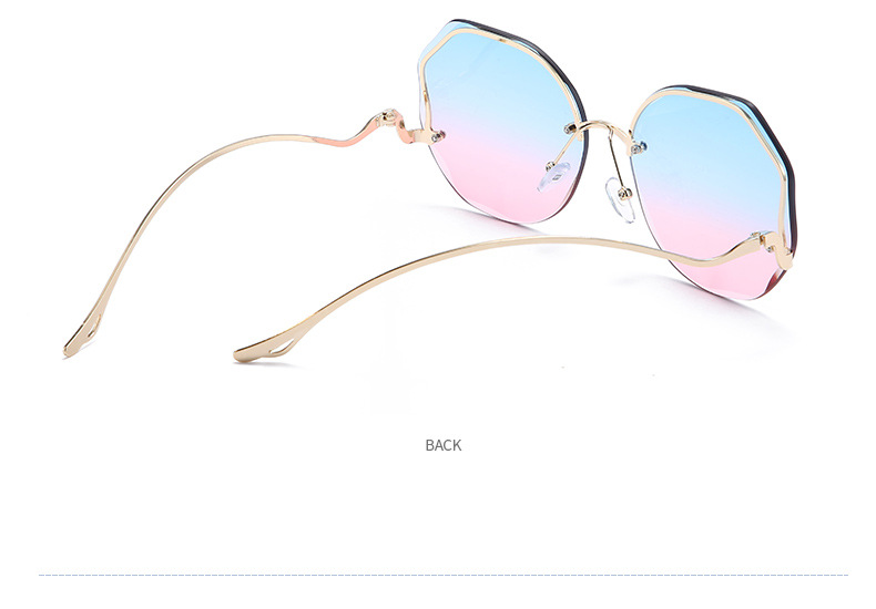 Nouvelles lunettes de soleil à bords coupés sans cadre Tendance européenne et américaine Lunettes de soleil dégradées à film océanique Lunettes de soleil à fleurs en forme de papillon_voghion.com