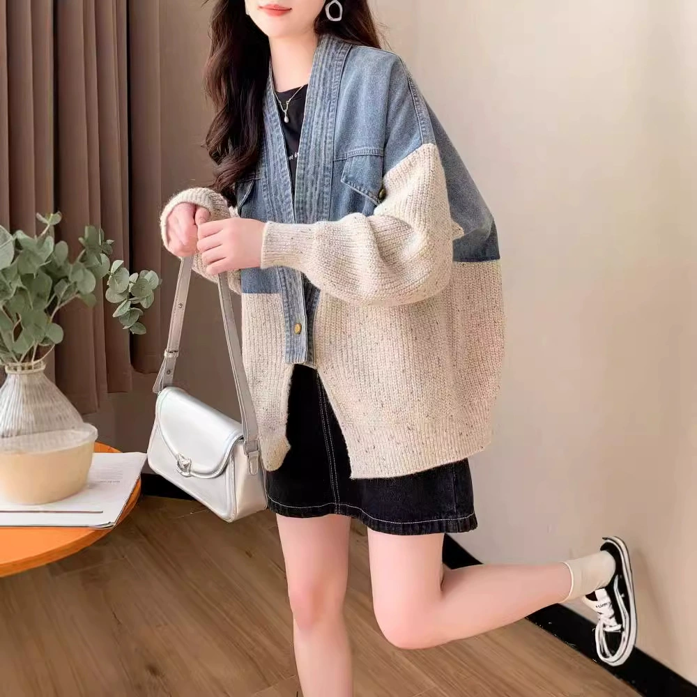 Джинсовый свитер, демисезонная куртка, вязаный кардиган, oversize
