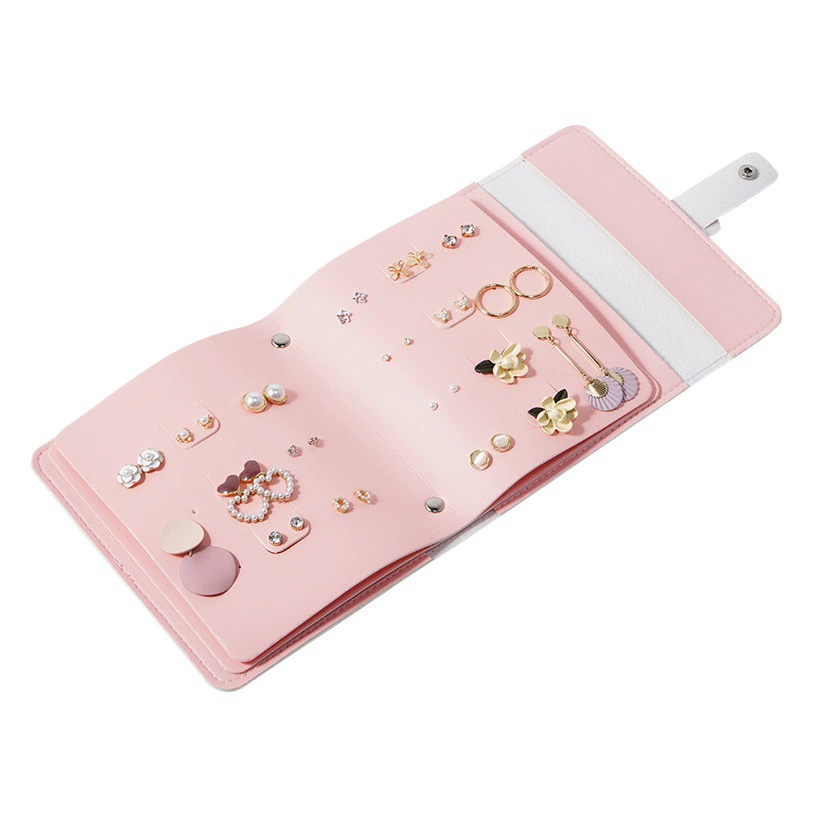 Книга для хранения сережек, портативный дорожный футляр для сережек, кожаный вместительный футляр для хранения и демонстрации сережек