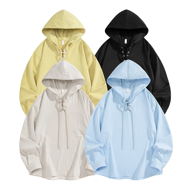 2025 Export Autum New Men's Fashion Trendy Loose Hooded Shirt Pullover Simple Casual Long-Sleeved Sweatshirt