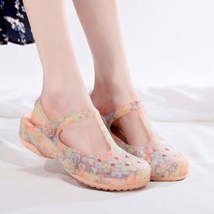 veblen Hole Shoes Women's Non-slip Thick Sole Outer Wear Slippers Summer Soft Sole Drifting Beach Shoes Mary Jane Sandals
