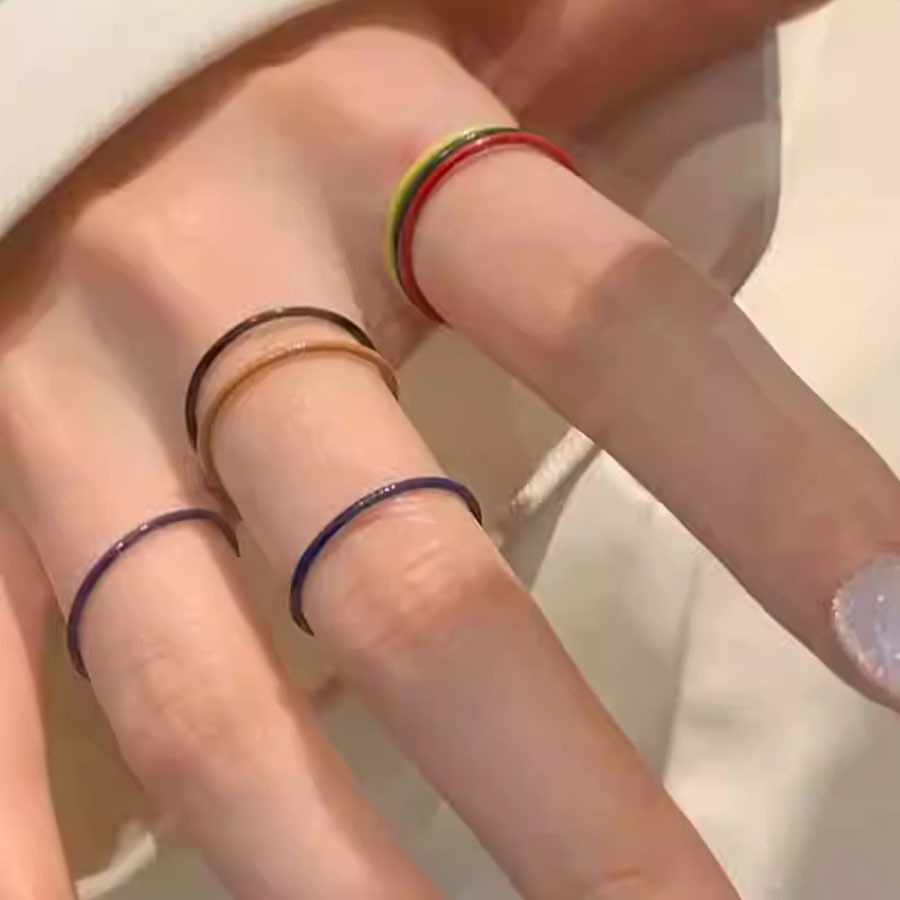 Ensemble de sept bagues rondes en forme de goutte d'huile, style minimaliste et tendance, pour l'index. Bague élégante et discrète._voghion.com