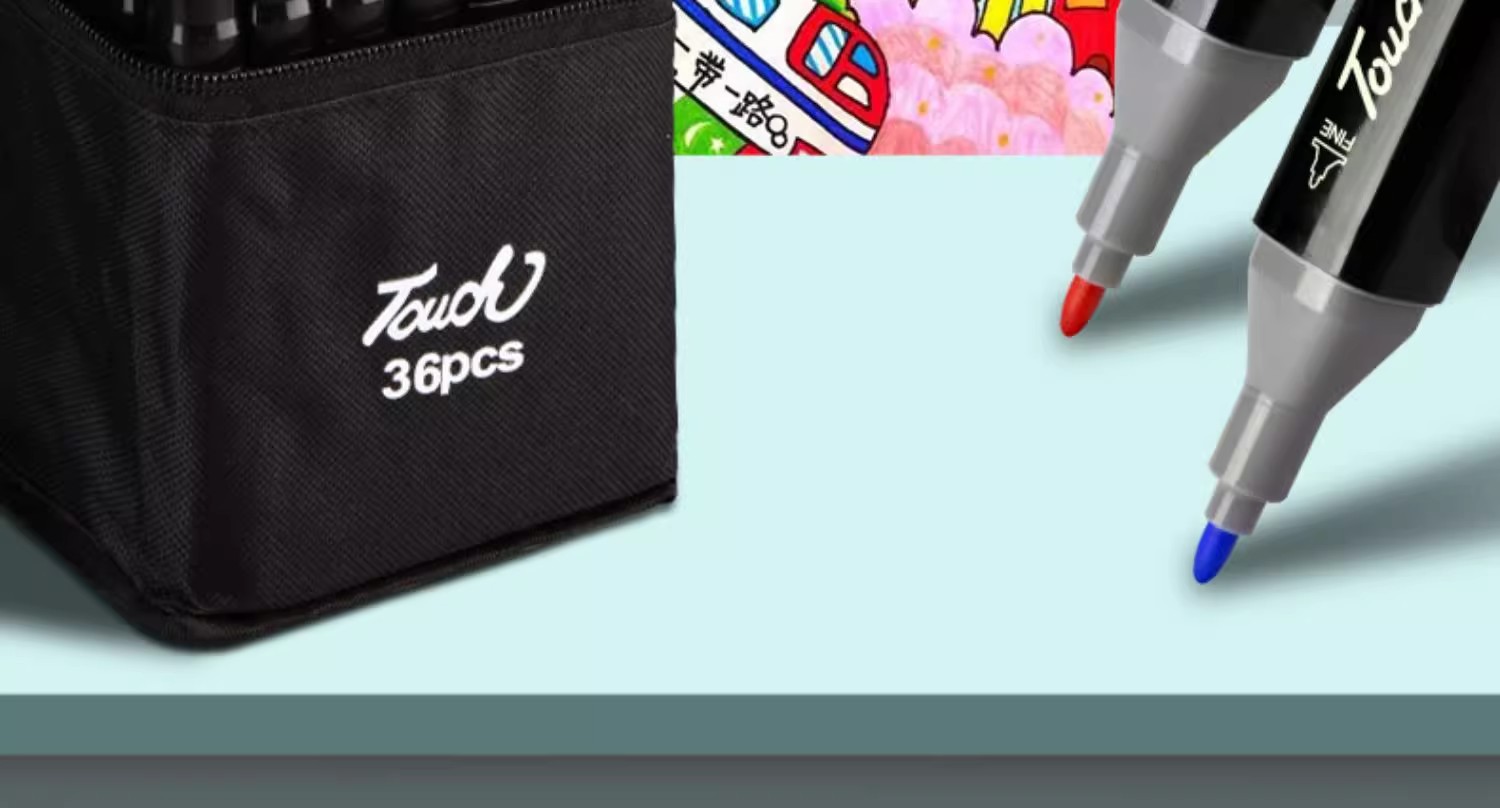 Touch Mark Set Niños aceitosos de dos cabezas Estudiantes de arte Bolígrafo de acuarela Pincel de dibujo de secado rápido 24/48 colores