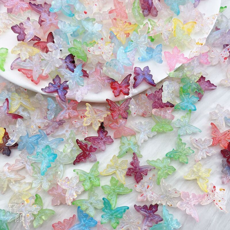 Three-dimensional jelly glitter luminous medium hole phoenix tail butterfly gradient fairy bow mixed color nail hairpin accessories wholesale Three-dimensional jelly glitter luminous medium hole phoenix tail butterfly gradient fairy bow mixed color nail hairpin accessories wholesale
