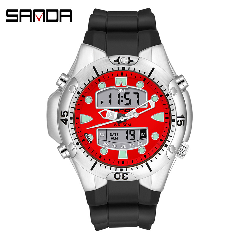 SANDA 3009 reloj de moda deportes luminoso estudiante reloj electrónico reloj de cuarzo impermeable de los hombres