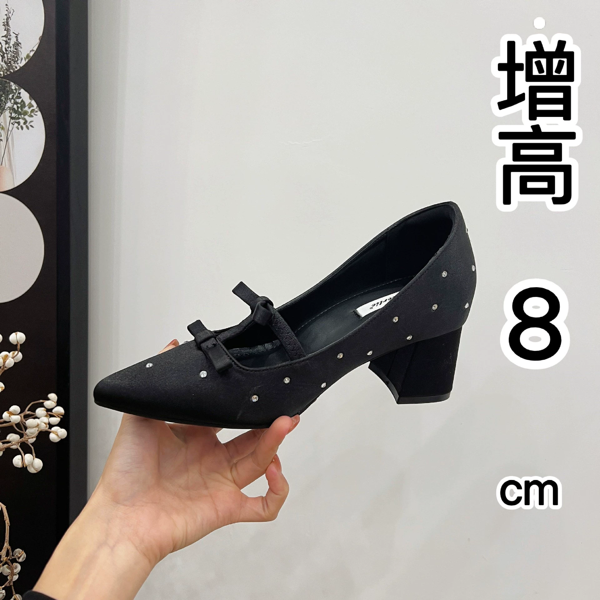 Женские туфли с атласным бантом на толстом каблуке кроссовки 2025 новый стиль премиум-класса чувство страз на высоких каблуках